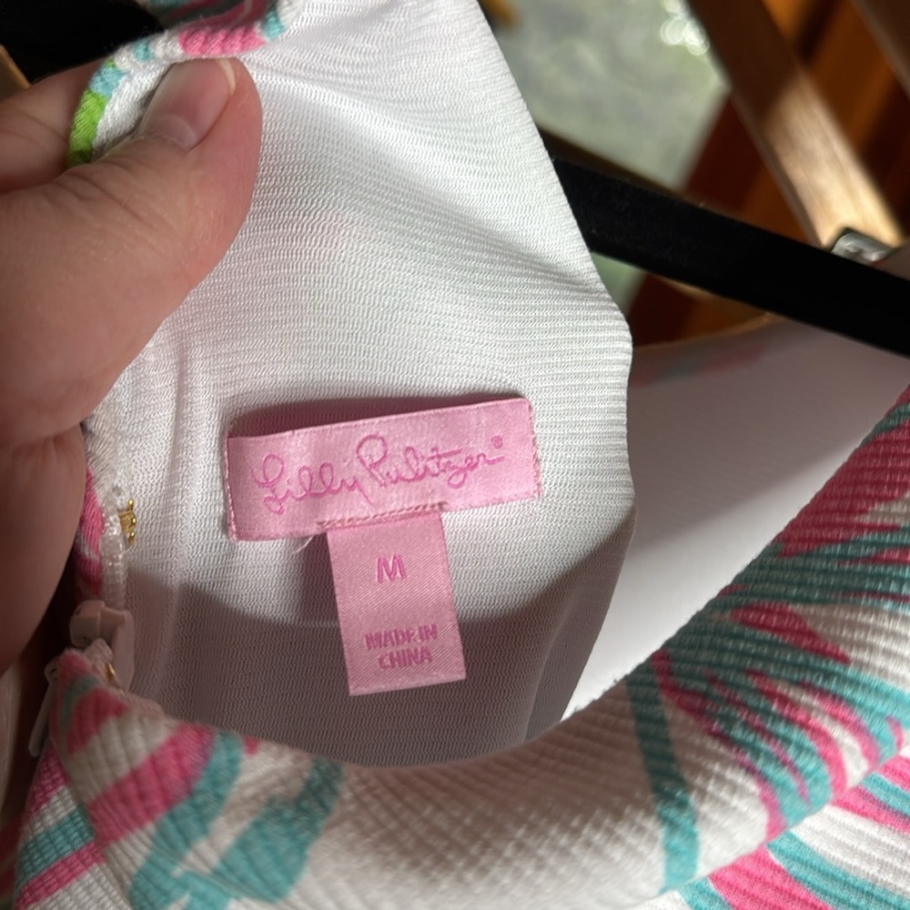 Lilly Pulitzer Bella Dress Ring The Bellboy Pink Green Floral Size Medium - Picture 13 of 14
